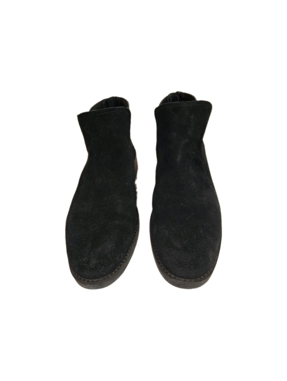 lands end boots womens 10 Black Suede V Cut Back Zip